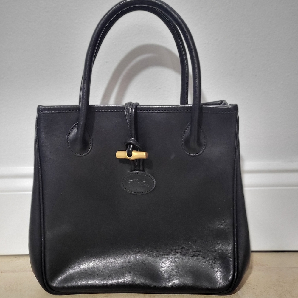 Longchamp Vintage Roseau Black Leather Bag